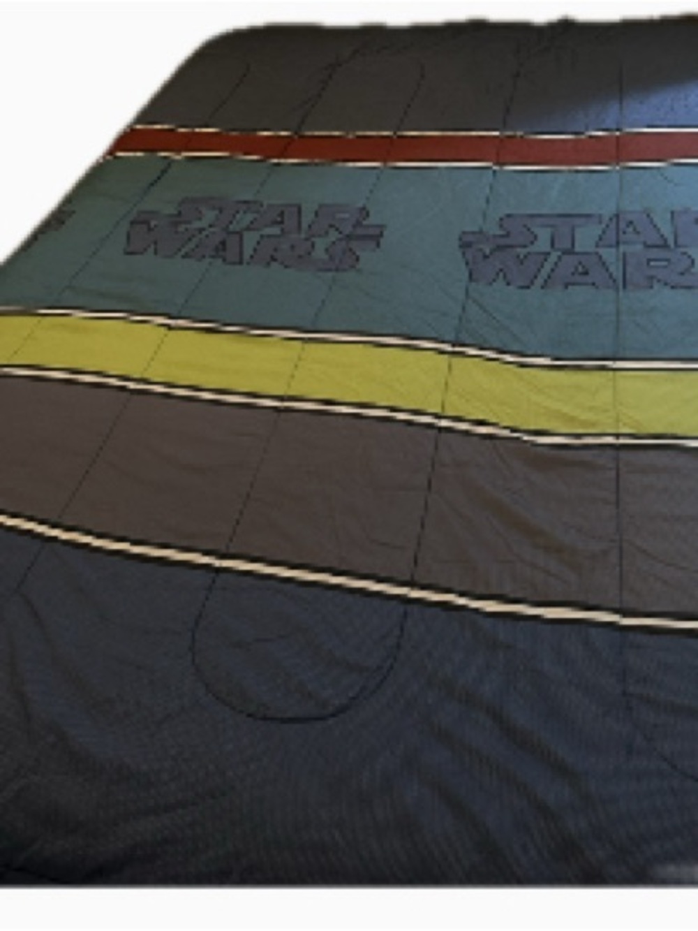 Star Wars Blue Comforter with Red and Lime Green Stripes